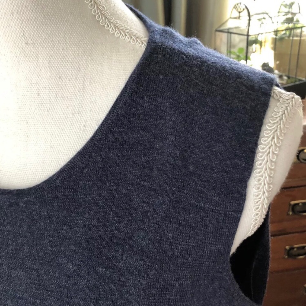 Eileen Fisher 100% Merino Wool Blue Tank Top Sz L - Picture 2 of 8